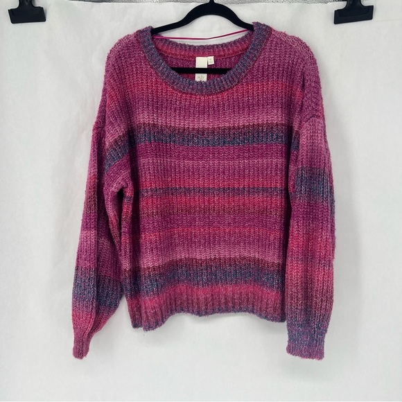 Ady P Sweaters - Ady P Cozy Multicolor Striped Crew Neck Sweater